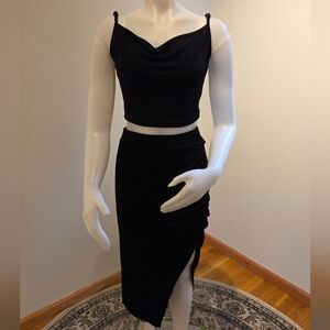 Zaful 2 piece Crop tank and Side Split Draped Ruched Maxi Skirt Set.